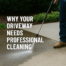 Before and after of a professionally cleaned concrete driveway in Peoria, Illinois by River City Pressure Washing.